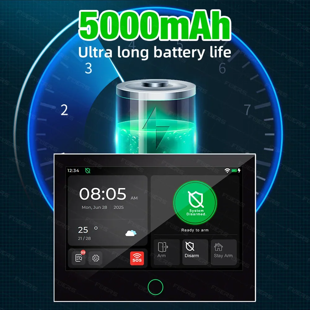 FUERS 7-дюймовый экран 4G LTE Tuya Умная домашняя охранная сигнализация GSM Wi-Fi Беспроводная домашняя охранная сигнализация IP-камера