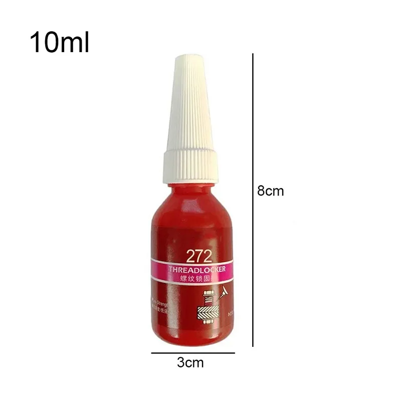 1 szt. 10 ml Blokada gwintu 272 lepkość 4000 / 5000 MPa. S Blokada gwintów o wysokiej wytrzymałości, czerwona R, samoprzylepna, narzędzia warsztatowe