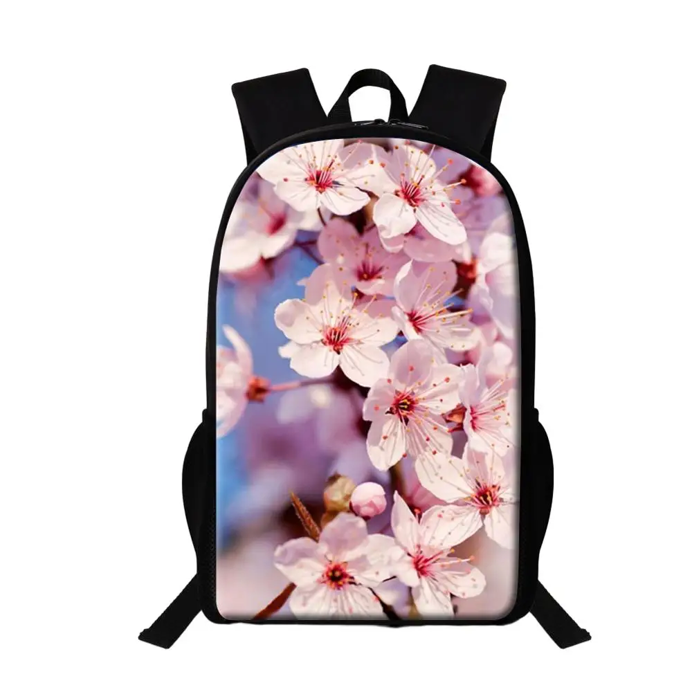 Cherry Blossoms Flower Backpack Girls Daily School Bags Women's Stylish Rucksack For Traveling Female Large Capacity Backpack