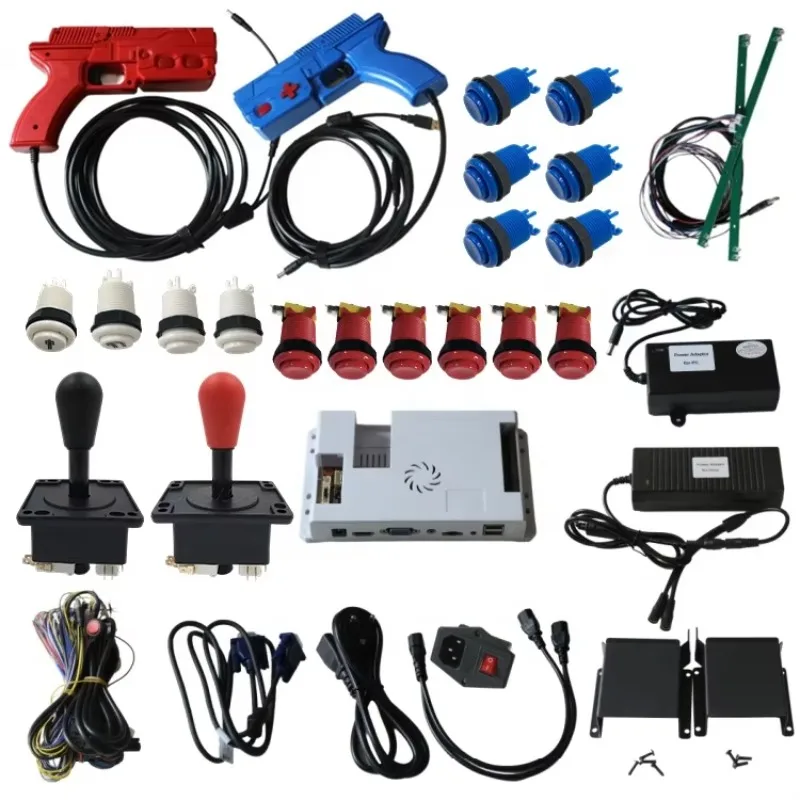 2 4 Players DIY Arcade Game Kits Pandora Box PCB Board Recoil Force Alpha Gun Light Gun Shooter Support Trackball