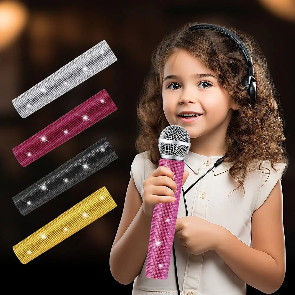 Cubierta Universal para micrófono con diamantes de imitación, Protector de micrófono brillante, forro suave, cubierta para mango de micrófono