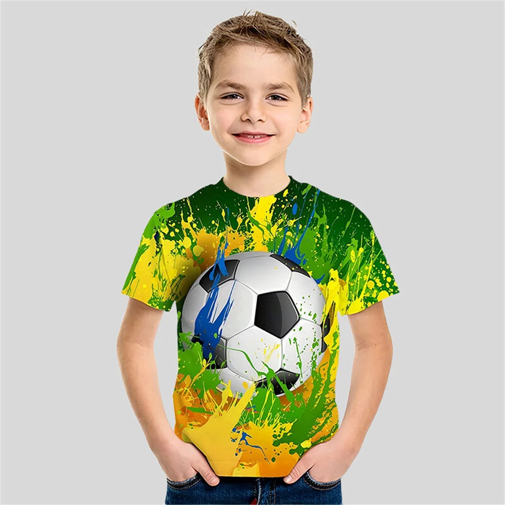 Football Sports Fitness 3d Print Funny Tshirts Kids Boys Girls O Neck T-Shirts Baby Clothes New Breathable T Shirt Children Top