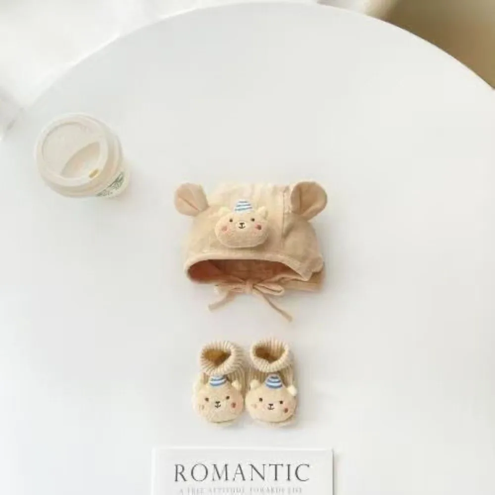 New Winter Babies Hat Socks Set Soft Warm Knitted Texture Toddler Beanies Cute Animals Cotton Pullover Hats Daily Wear