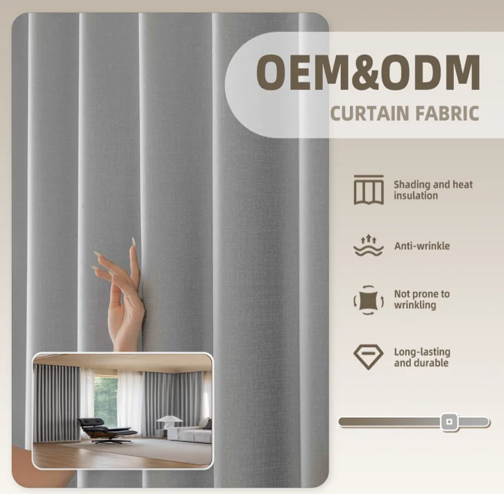 High-Density Blackout Curtain Fabric Customizable Logo Printing Soft Fabric with Thermal Insulation for Bedroom Home Living Room
