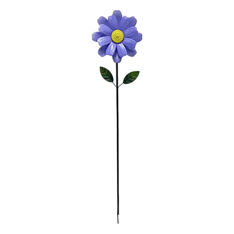 Outdoor Wind Spinners wrought iron blue flower Windmill Rotating Sunflower Wind Spinner Stake Metal Windmills For Yard Decor