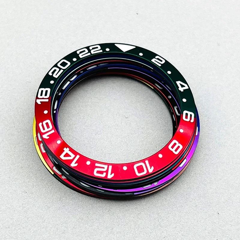 

Multi-Color 38mm*30.5mm Fashion High Quality Sloped Metal Watch Bezel Insert Fits GMT Mens Watch Case Replace Repair Parts