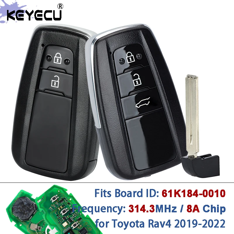 

KEYECU Board ID: 0010 0020 / 0440 FCC ID: B2T2K2R 433MH 8A Chip for Toyota RAV4 Avalon Highlander 2019-2023 Smart Remote Key Fob