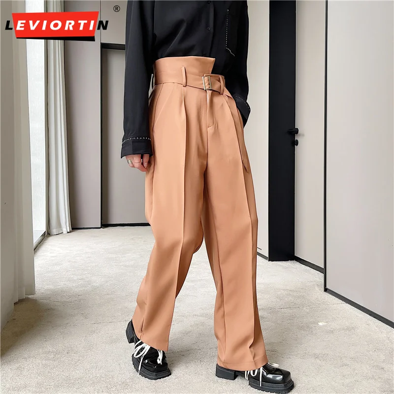 Pantaloni da uomo Cintura solida Pantaloni elastici in vita irregolari Pantaloni dritti stile coreano Uomo Streetwear Pantaloni casual larghi 3