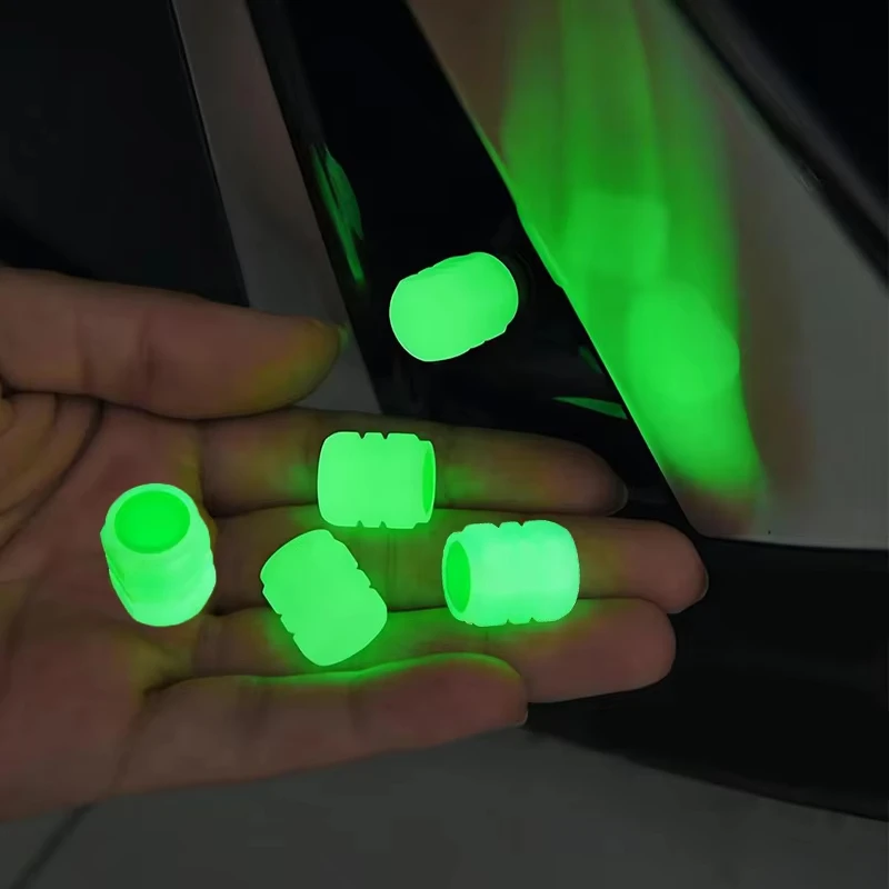 5pcs Luminous Valve Cap Car/Motorcycle/Bike Tire Screw Cap Protective Cap Valve Port Cars Tire Decoration Parts Glow In Dark