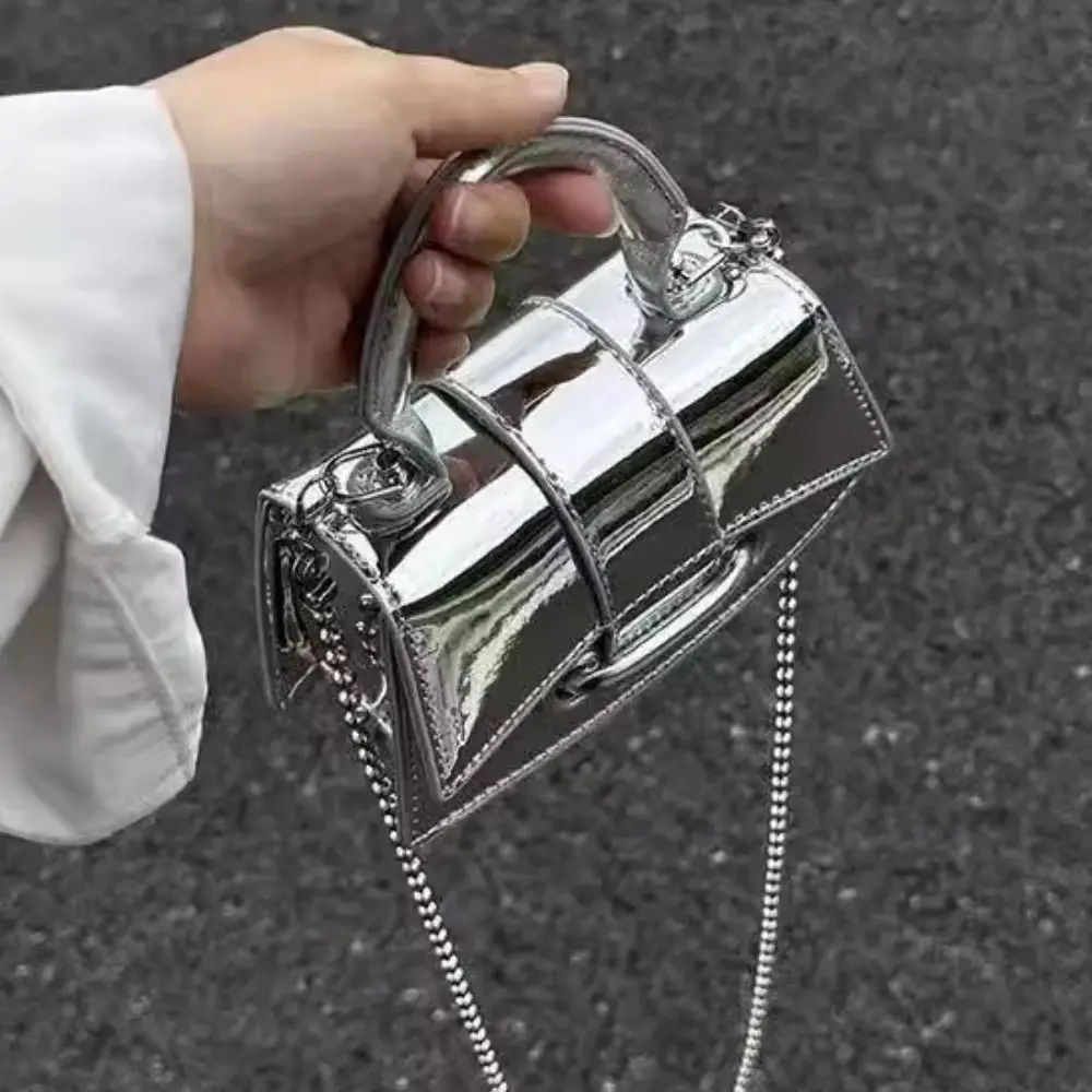 

Bright PU Leather Chic Crossbody Bag Handbag Crossbody Bag Mini Coin Purse Korean Style Solid Color Women's Shoulder Bag