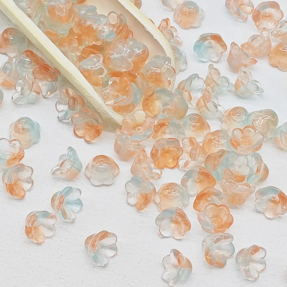 50 pièces/ensemble 7X12mm coloré clochette lampe perles accessoires fleur clochette perles de verre perles de verre colorées