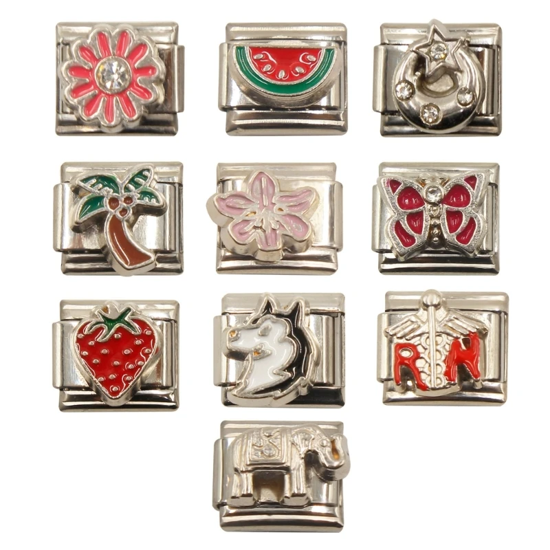 Colorful Square Bead Stainless Steel Bracelet Modules Italian Handchain Components Charm Link Essential Jewelry Making Supplies