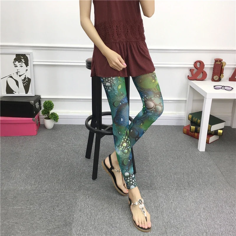 Bohemian Äußere Leggings Damen Dünne Sommer Stretch Mesh Perspektive Gedruckt Kurze Hosen Trend Mode Gym Kleidung Gothic