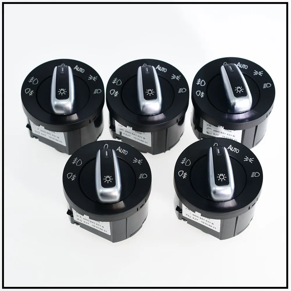 5 Pcs For VW Jetta Golf 5 6 MK5 MK6 GTI OEM Chrome Headlight Switch Contorl w/ Auto 5ND941431BXSH 5ND 941 431 B