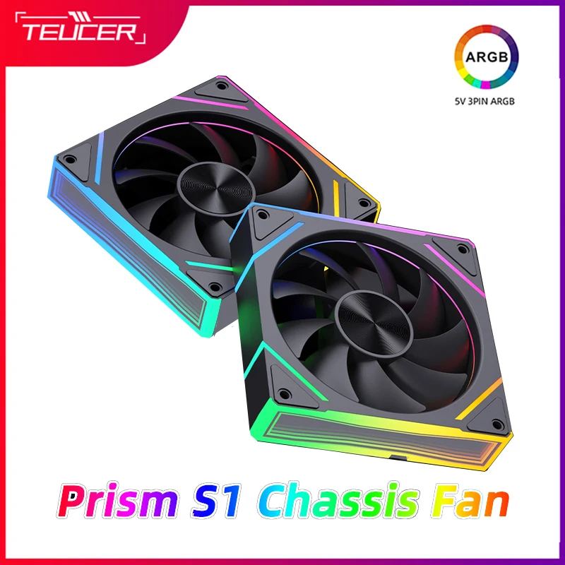 TEUCER Prism S1 Chassis Fan 120MM ARGB 5V 3Pin PWM PC Cooling Fan Cooler for PC Case 800 to 1800RPM CPU Radiator Fan