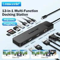 Lemorele USB C HUB 13 en 1 estación de acoplamiento 4K30Hz HDMI USB3.0 PD100W RJ45 VGA SDTF USB divisor para ordenador portátil Macbook Pro Air iPad