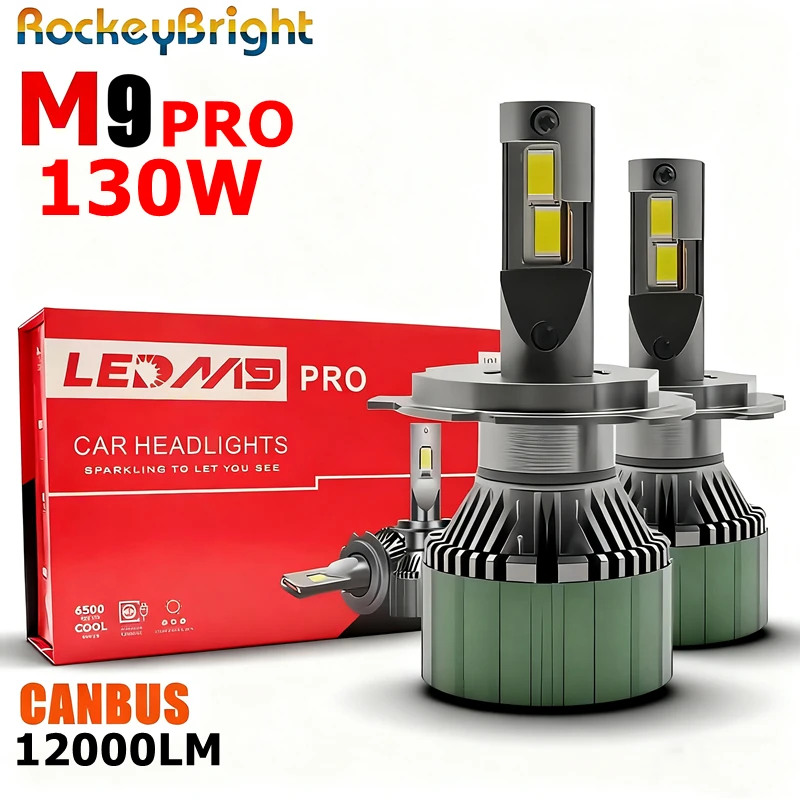 

M9 PRO Светодиодная фара 130W 12000LM Авто светодиодная лампа H7 9005 H11 HB3 Фара 3570 6000K CSP Диодная лампа H7 Turbo Led 12 В Автомобильная