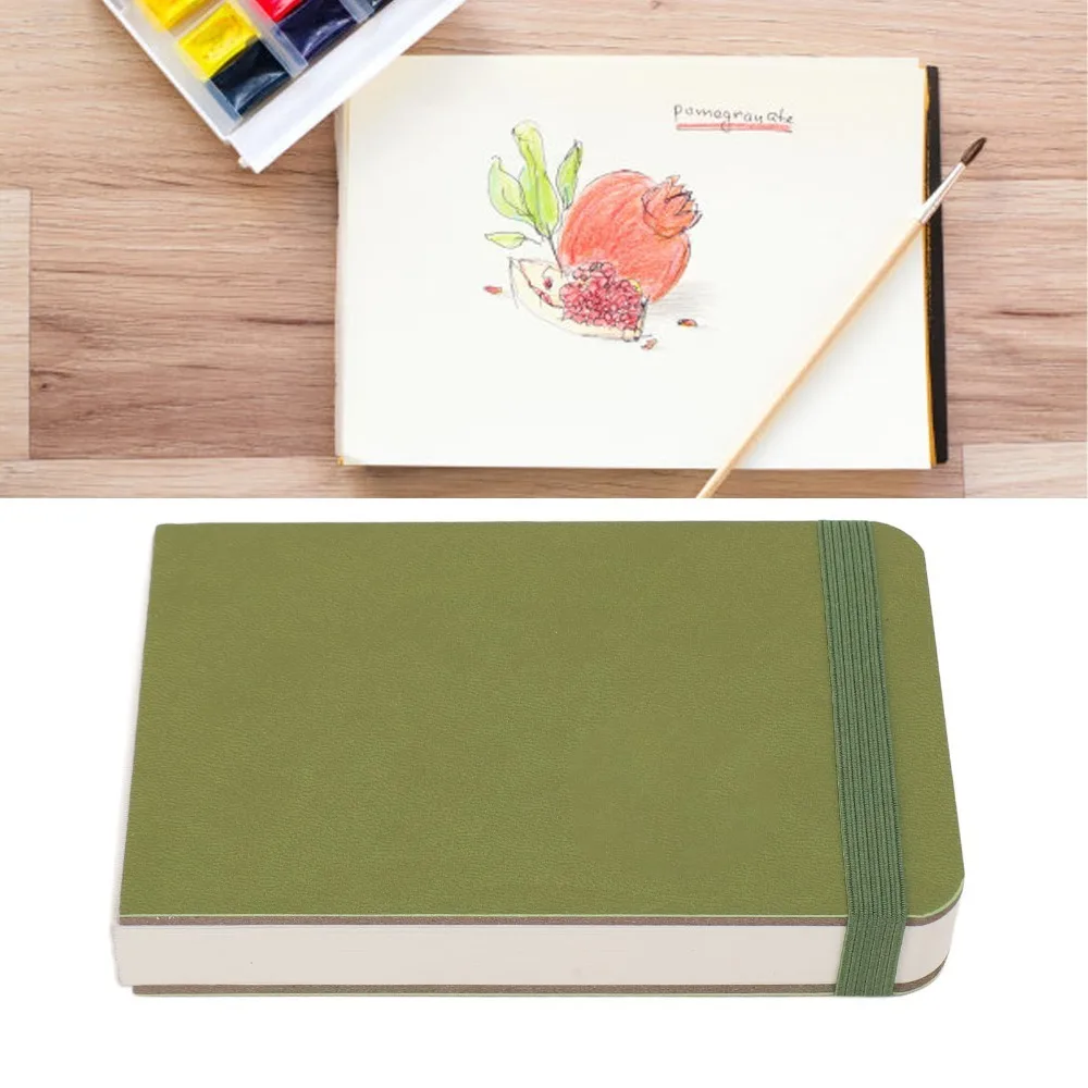 Portable Black、Green、Blue、Orange Watercolor Sketchbook Paper Portable Mini Watercolor Journal Watercolor Pad Quick Doodling