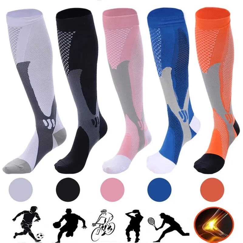 Running Men Women Compression Socks For Football Anti Fatigue Pain Relief 20-30 Mmhg Black Compression Socks Fit For Sport Socks