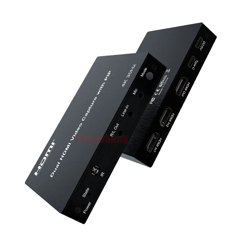 

4K 30hz Dual Video Capture with PIP for HDMI 2 Signal Sources into a Single Composite Output for Live Streaming Screen Recording