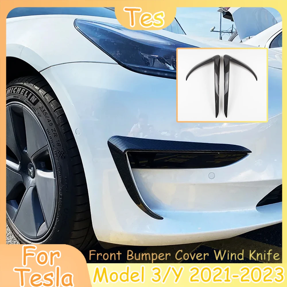 For Tesla Model 3 Y Front Blade Trim Car 2023 Accessories Carbon Fibre Auto Exterior 2022 Decoration Part Accessories New