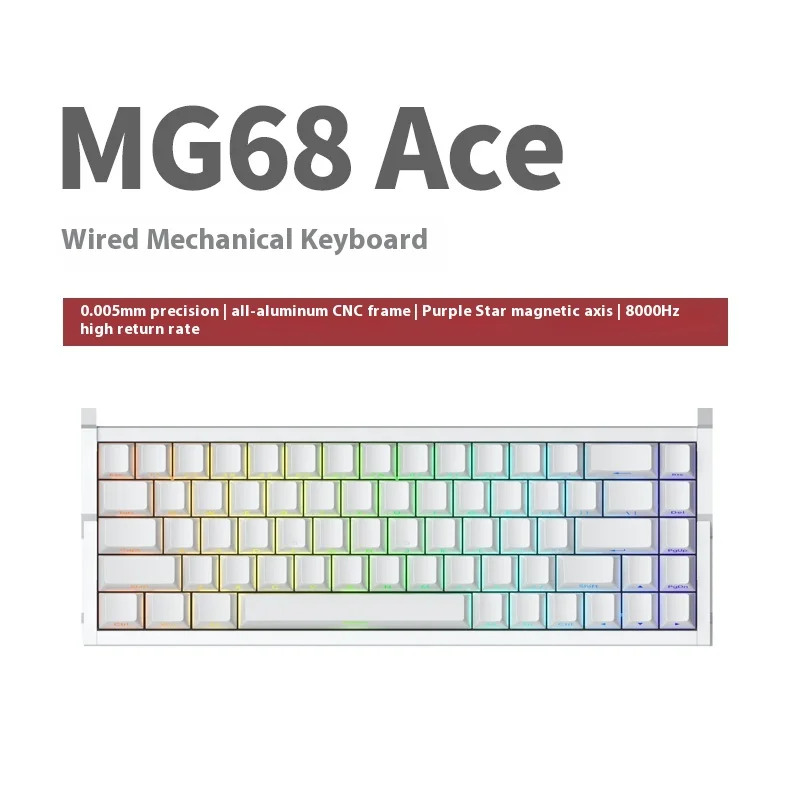 

Irok MG68 ACE клавиатура с магнитным переключателем, проводная алюминиевая игровая механическая клавиатура 8000 Гц RT0.005 мм для ПК, аксессуары в подарок