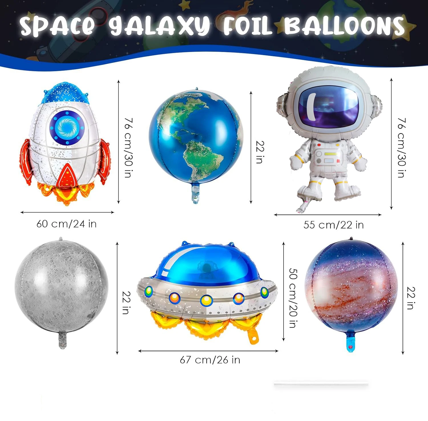 6 Pcs/Set Astronaut Spaceman Foil Balloons for Baby Kid\'s Space Themed Party Supplies Happy Birthday  Baby Shower Decoration