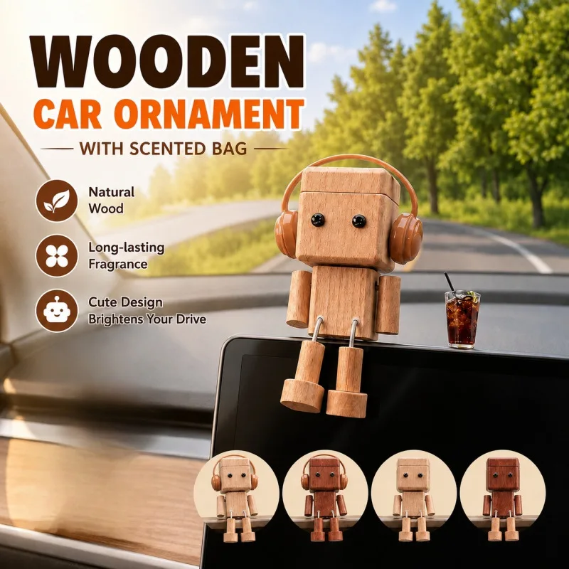 New Creative Wooden Leg-Shaking Ornament For Car Air Fresheners, Cute Car Screen Decoration, Gift Fo