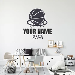Custom Name Basketball Net Sport Wall Decal Playroom Kids Roon Personalized Name Basket Ball Player Wall Sticker Bedroom Vinyl D