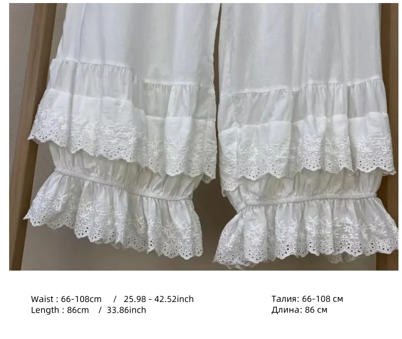100% Cotton Female Vintage Ruffled Lace Hem Loose Bloomers Pants Teenager Japanese Mori Girl Sweet Victorian Steampunk Pants