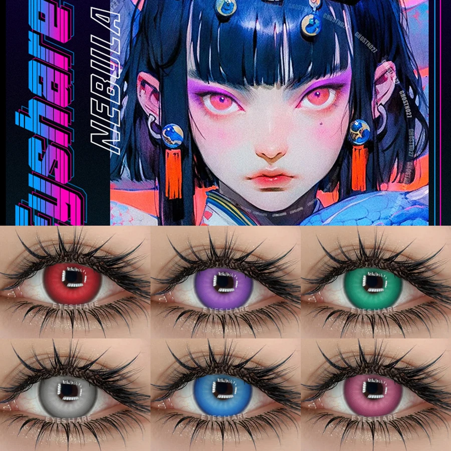 EYESHARE 2 Stück neue farbige Kontaktlinsen für Augen, Anime-Augenkontaktlinsen, verrückte Halloween-Schüler, Make-up-Kontaktlinsen