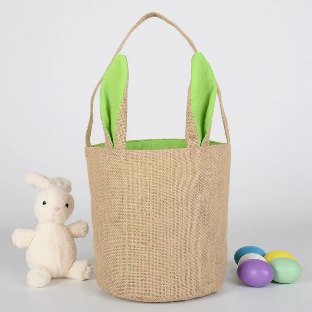 Sachets en Toile de Jute Ornemental avec Poignée pour Pâques, Poudres, Oreilles de Lapin, Seaux à emoufs, Bonbons, Fournitures de ix, Festival