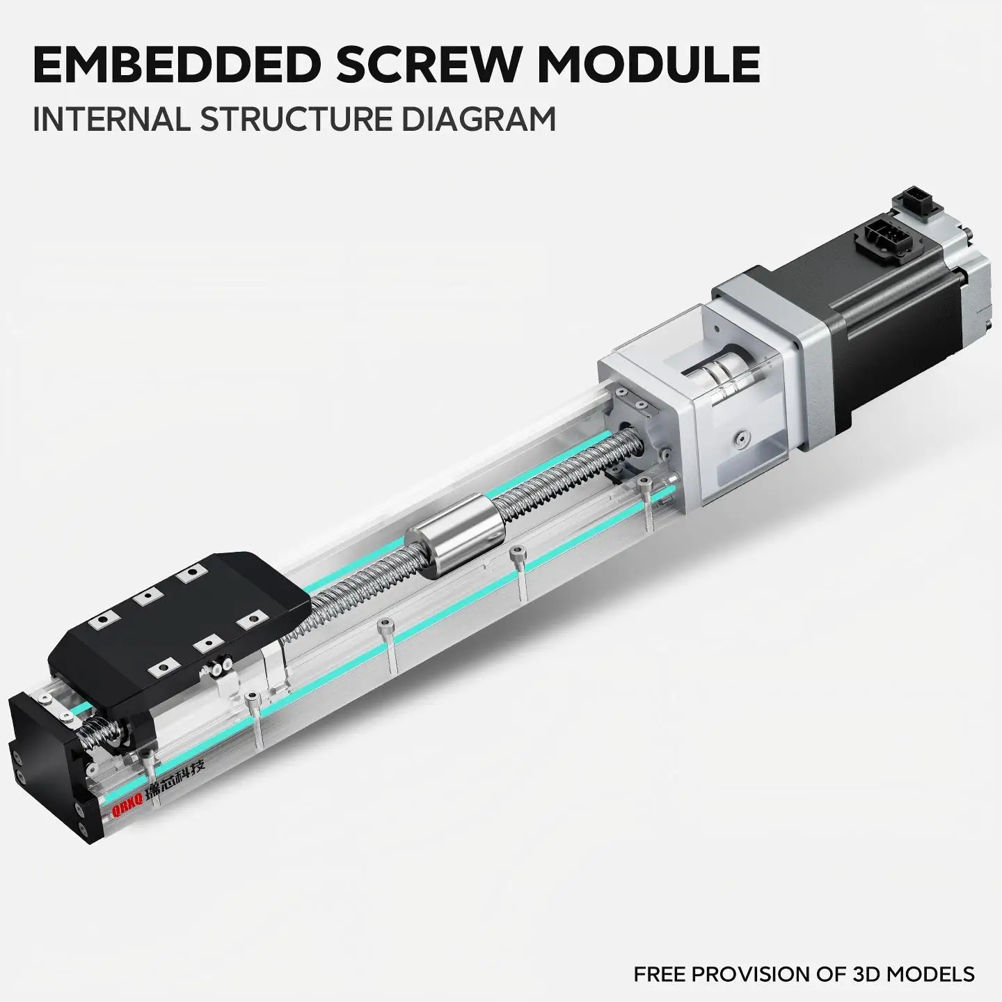 QRXQ RXT50 Heavy Load 100mm Wide Steel Strip Sliding Table Fully Enclosed CNC Linear Module Stage Repeated Accuracy ±0.01