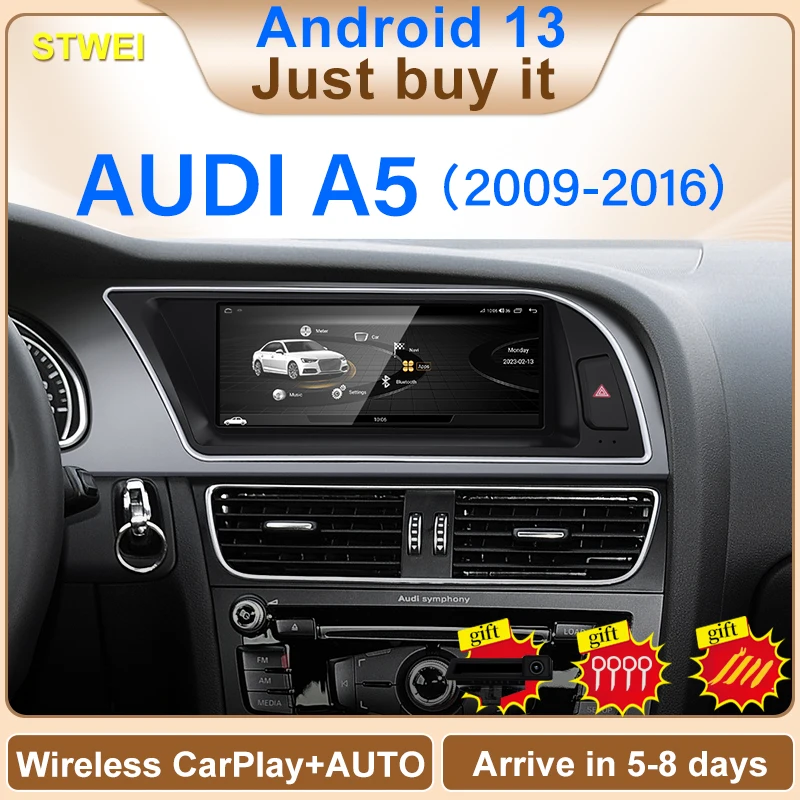 Factory Price 8.8inch HD 8 Core Android13 Wireless Carplay Auto For AUDI A5 S5 09-16 Years Car Intellgent Central Multimedia