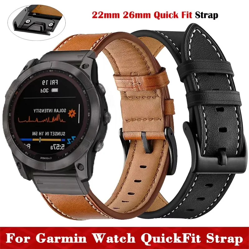 22 mm 26 mm Quick Fit Lederarmband für Garmin Fenix 8 47 mm/Fenix E/Fenix 6 Pro/6/7/7 Pro/5 Plus/Forerunner 965 955 935 945 Band