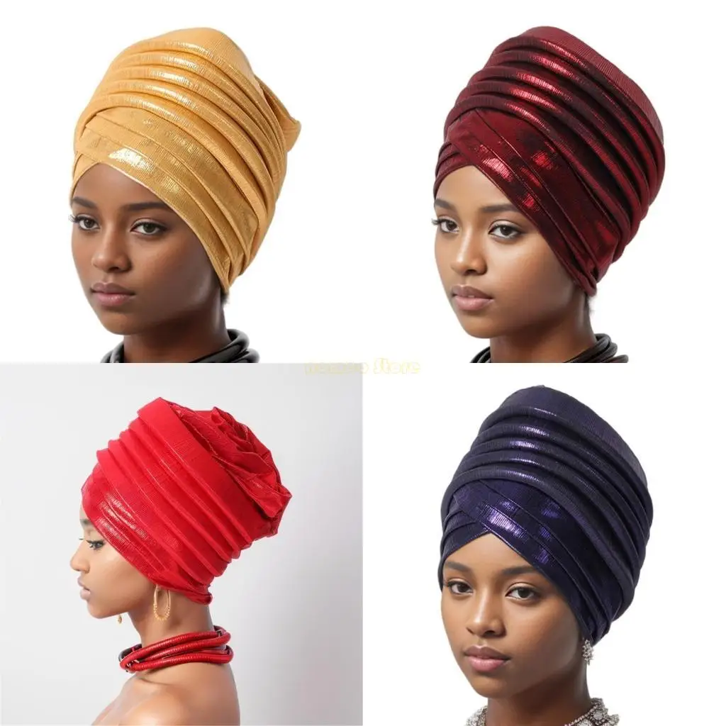 

31BF Underneath Turban Lift Hat for Women Fashion Turban Lifter Volumn Hat Ethnic African Headwrap Bonnet Hat Multilayered