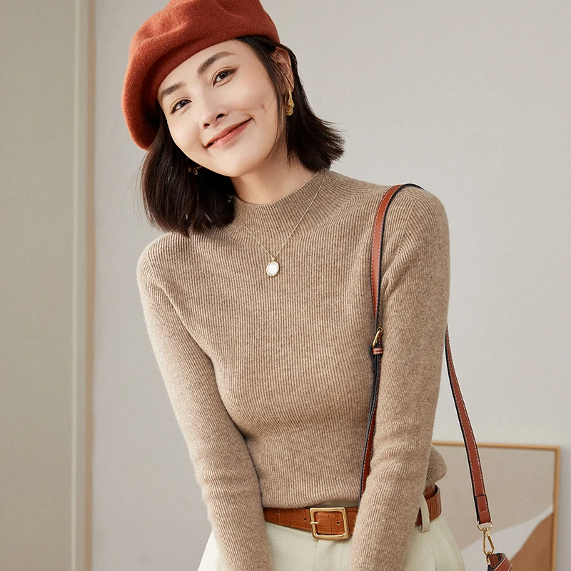 WinvyNee Womans Clothing Wool Sweater Long Sleeve Sweaters Solid Pullover Knitwear Basic 2024 New Arrivals Tops Autumn A1263003