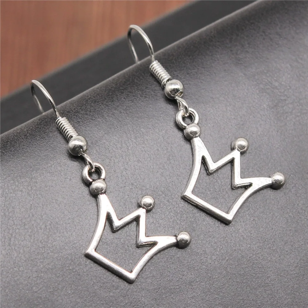  Drop Earrings Fashion Handmade Simple Design 2 Colors Small Crown Pendant Earrings