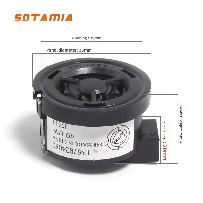 SOTAMIA 2 uds Tweeter redondo de 2 pulgadas altavoz de rango completo 4 Ohm 15 vatios PP lavabo de choque tres pares de redes de protección