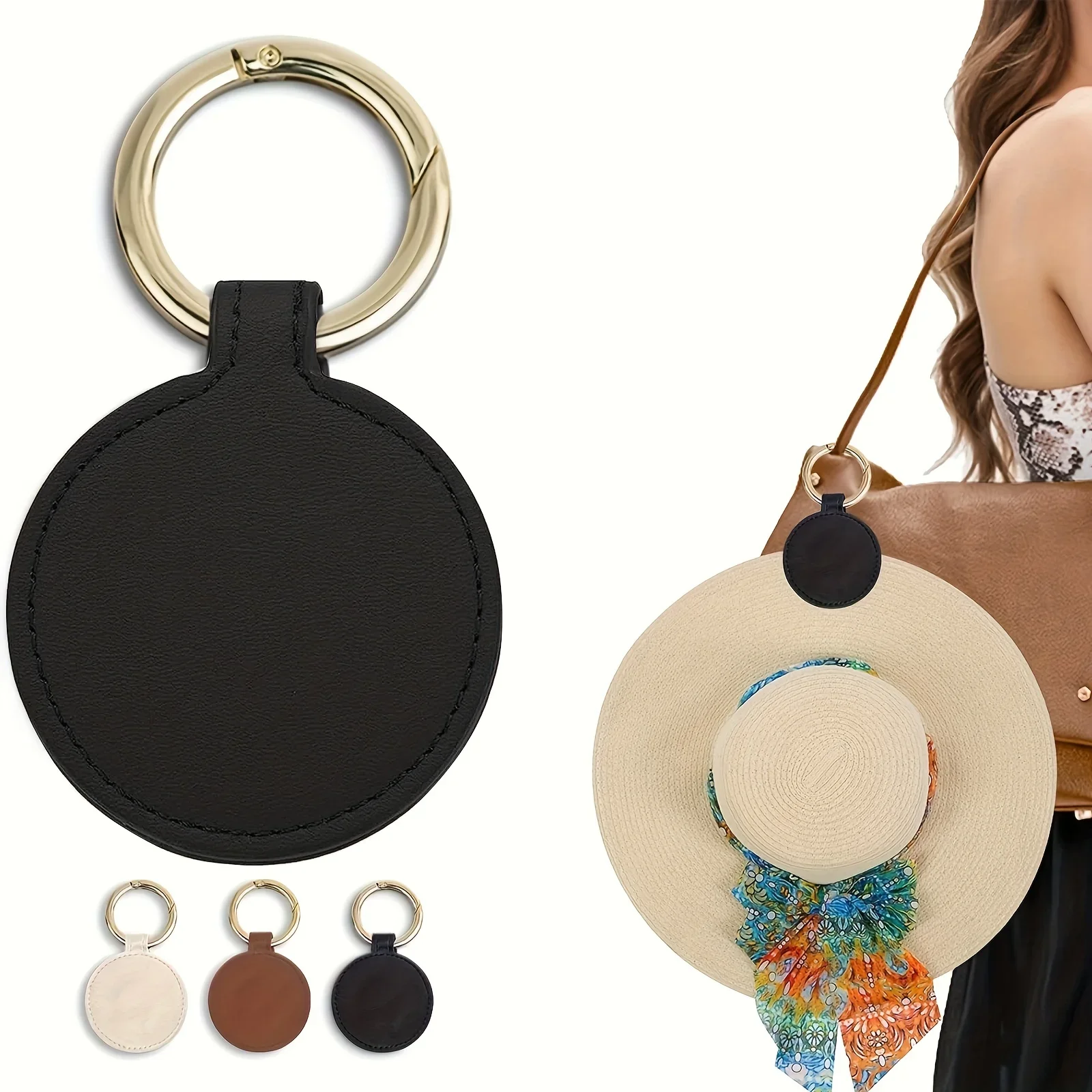 3316 4pcs Hat Clips For Travel, Pu Leather Elastic Holder Companion Multifunctional Hat Clip for Travel, Hat Holder Duck Clips  main image 2