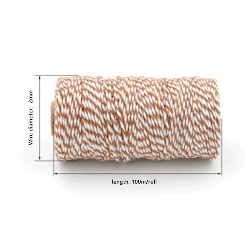 2mm Thick Butchers String Cotton Twine Meat Prep Trussing Turkey Barbecue Strings Meat Sausage Tie Rope Cord 100 Meters