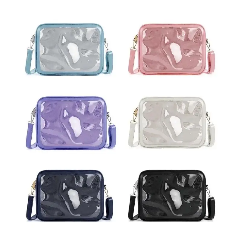 Japanese Lolita JK Bag Soft PU Leather With Badges Display Plate Itabag Women Transparent Uniform Crossbody Bags Kawaii Ita Bag