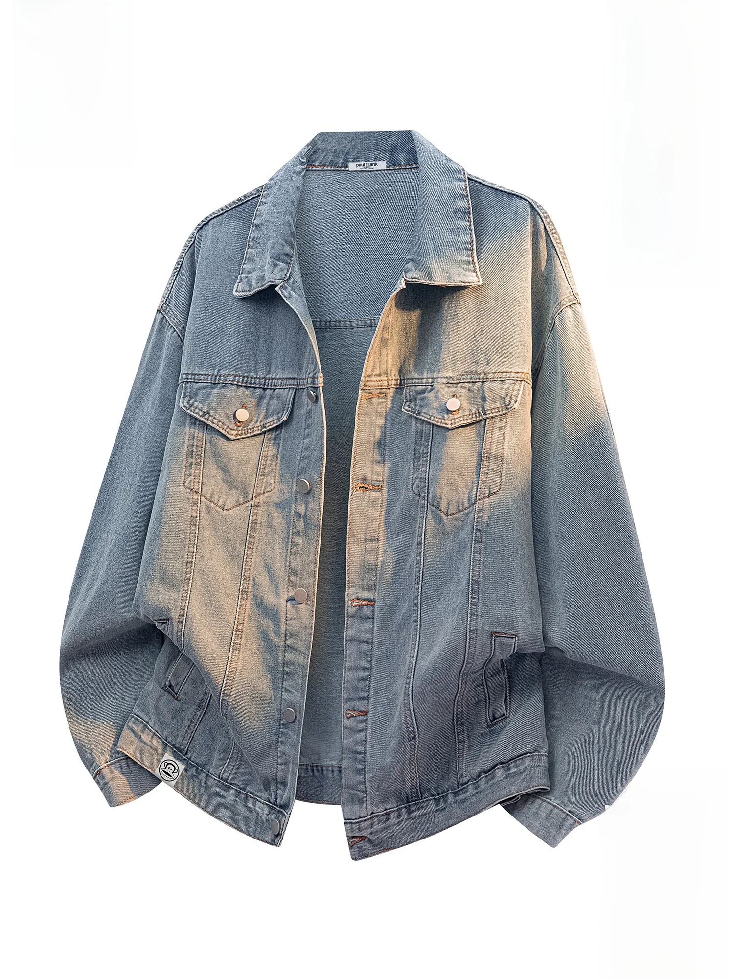 

Мужская джинсовая куртка Paul Frank с флисовой подкладкой, повседневная, свободного кроя, теплая верхняя одежда для зимы, молодежная куртка с принтом «Обезьянья пасть»