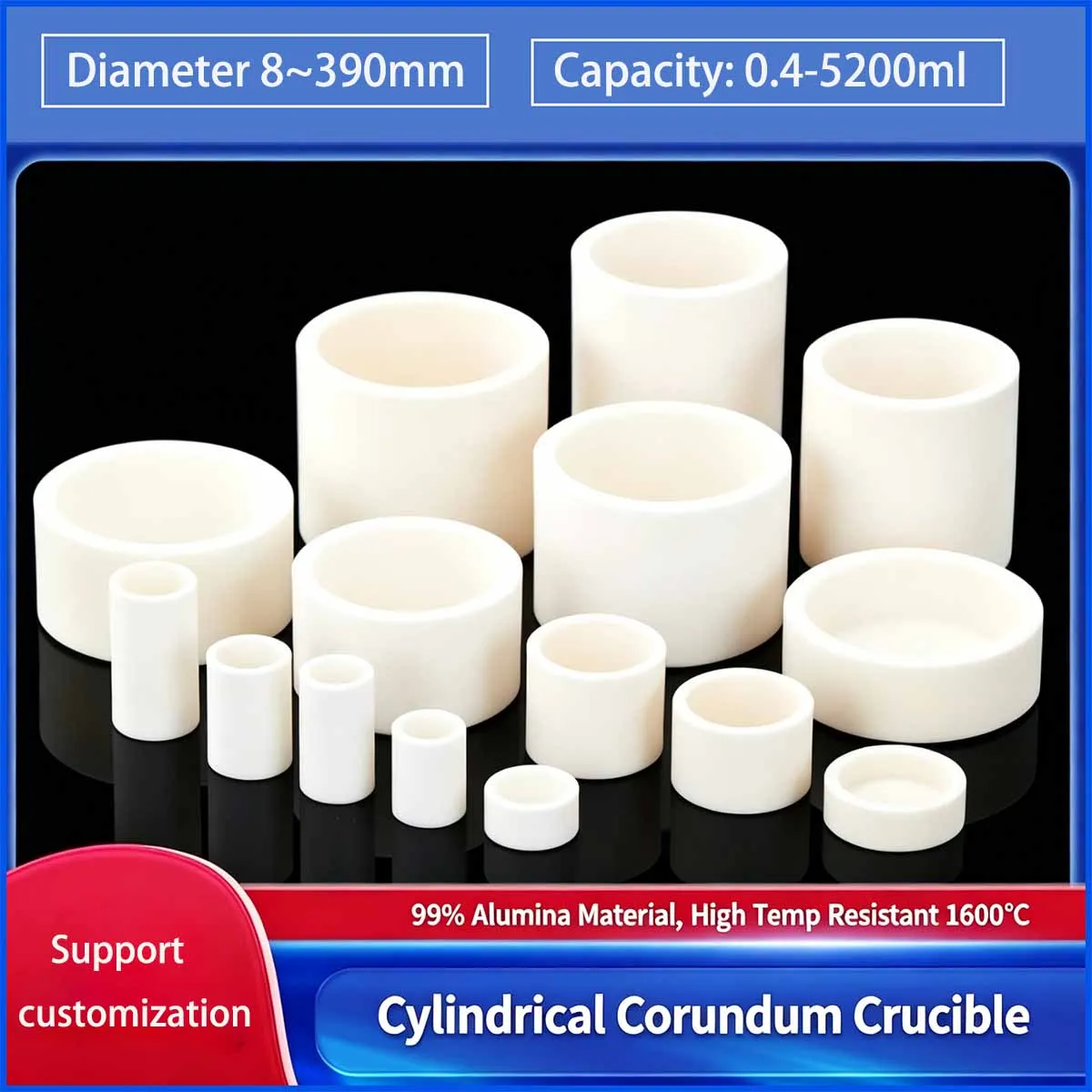 99% Purity Smelting Crucible Cylindrical Al2O3  Alumina Crucible Small Long Alumina Ceramic Crucible 0.5ml 1ml 1.5ml 2ml 3ml 4ml