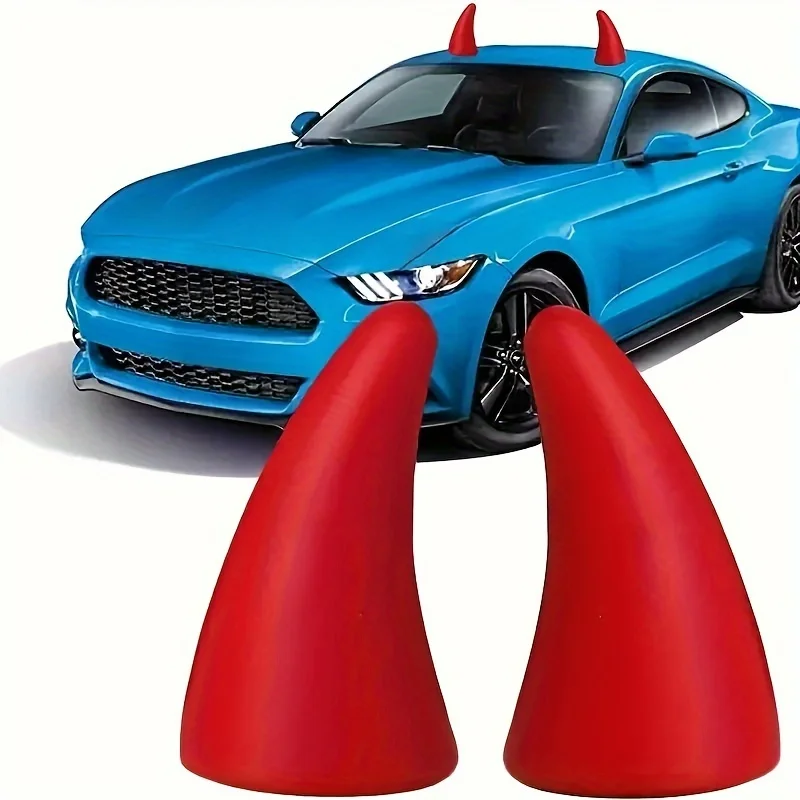 

2PCS Car Roof Decoration Devil Horn Sticker 3D Automotive Front Rear Bumper Guard Anti Collision Protector Vehicle Ornament