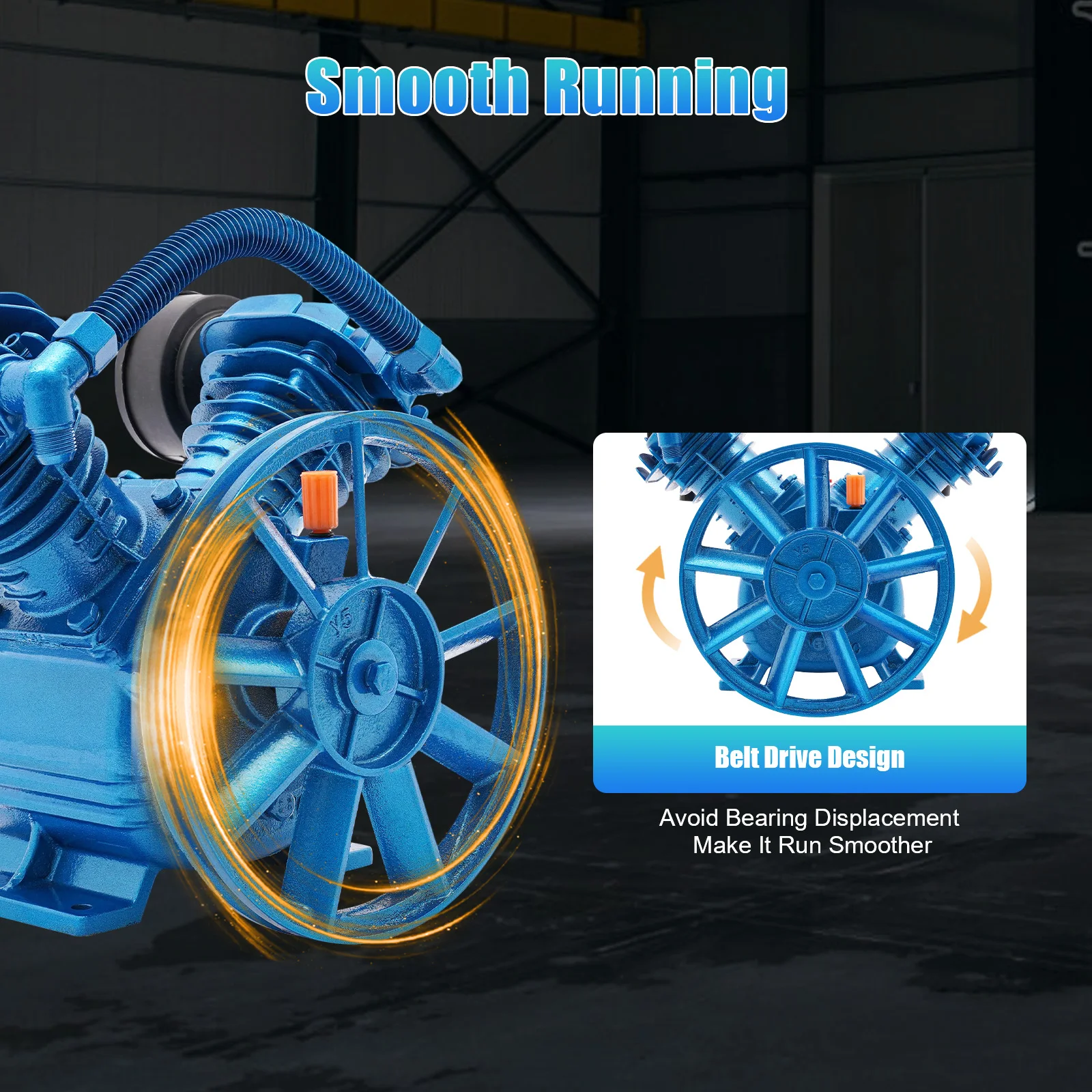 مضخة ضاغط الهواء 3HP 8.8CFM 115PSI مضخة هواء ضاغط حديد الزهر لورش العمل المرآب كفاءة قوية مستقرة