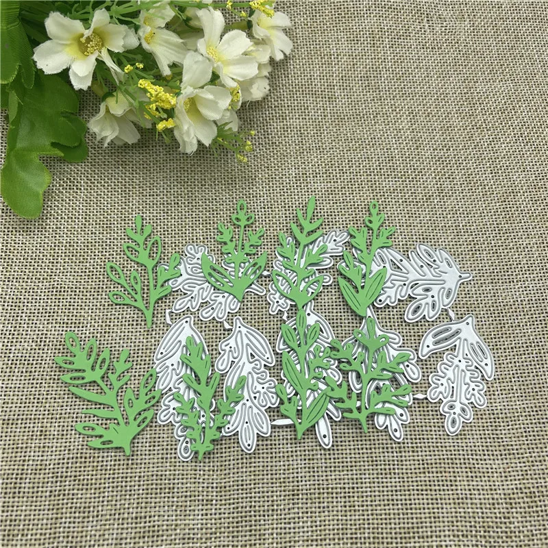 8 Pcs Leaves Frames Metal cutting dies  mold Round hole label tag Scrapbook paper craft knife mould blade punch stencils dies