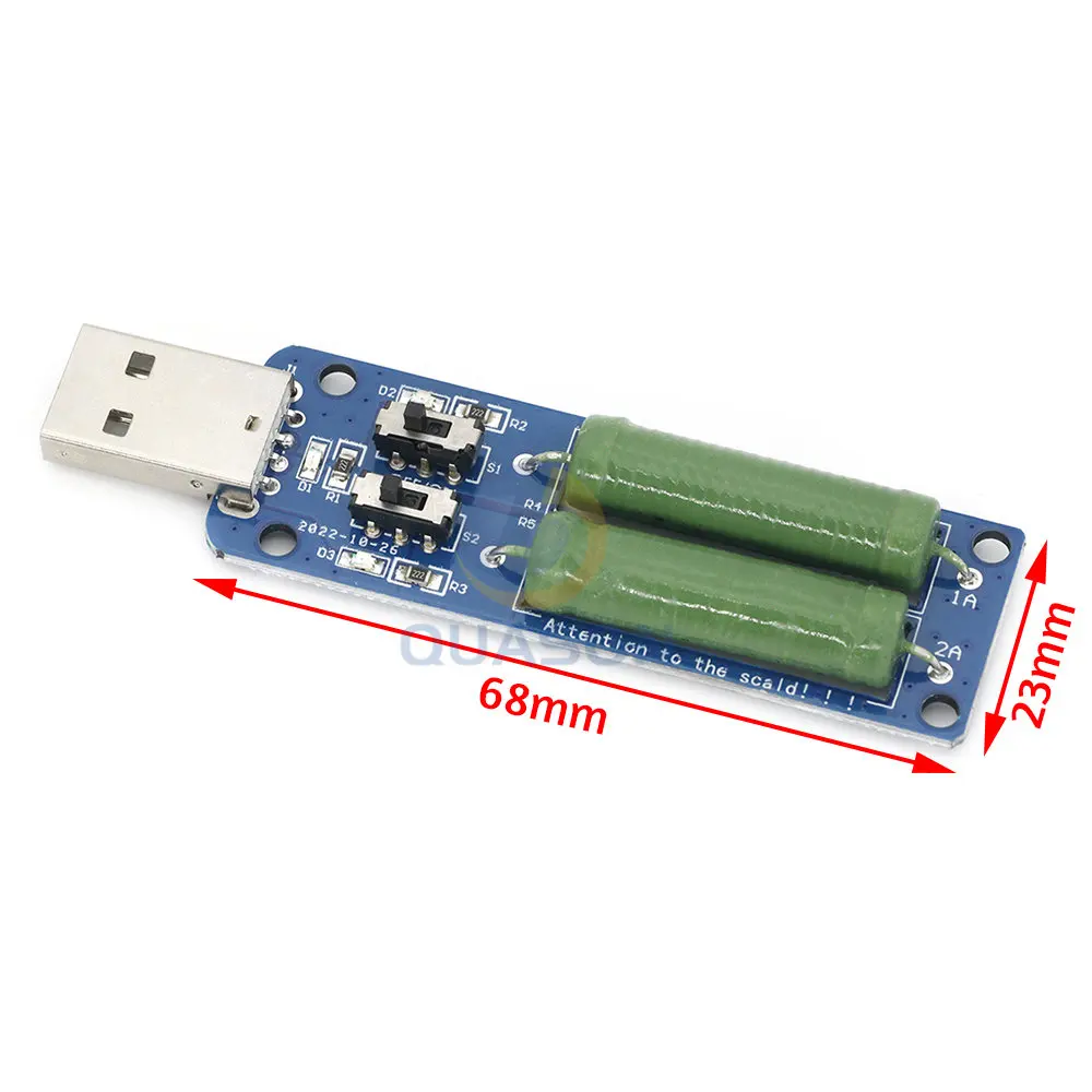 Usb resistor carga eletrônica com interruptor ajustável 3 corrente 5v resistência tester