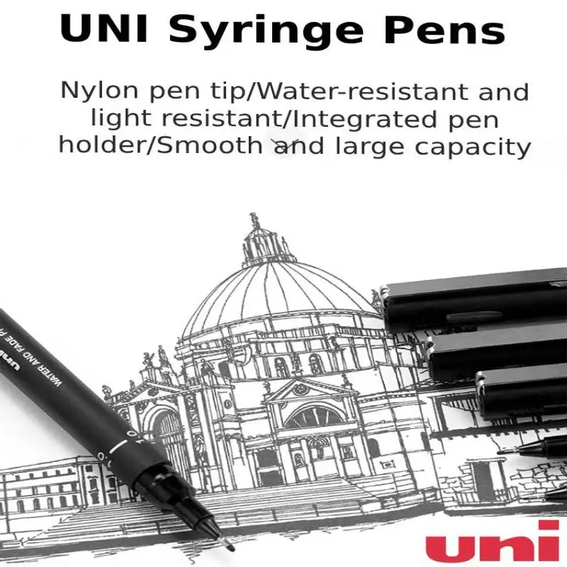 Uni Fineliner Drawing Pen for Sketch Anime Manga Hook, PIN-200 Water-base Waterproof Various Different Strokes Calibrated Marker