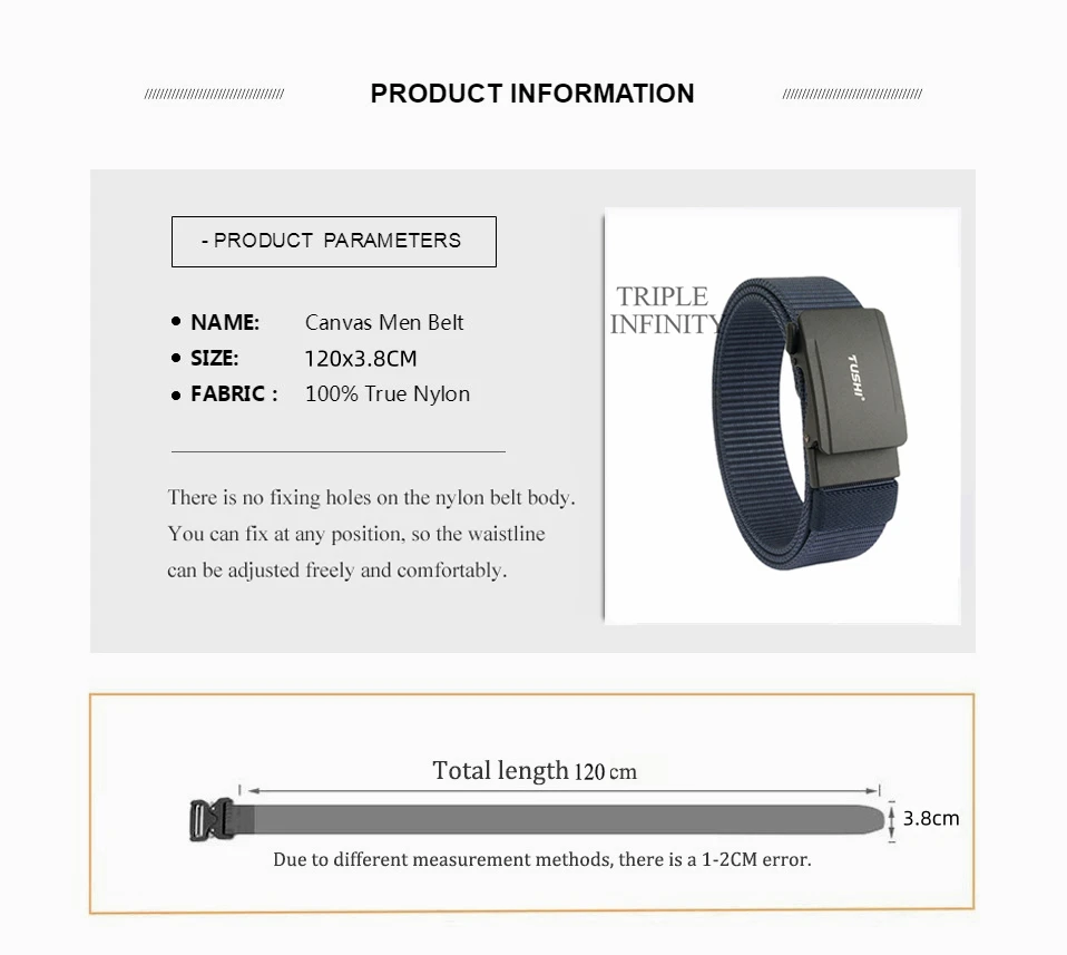 New Metal Automatic Buckle Nylon Tactical Belts For Men Adjustable Trousers Waistband Outdoor 3.8cm Width Sports Belt Quick Dry
